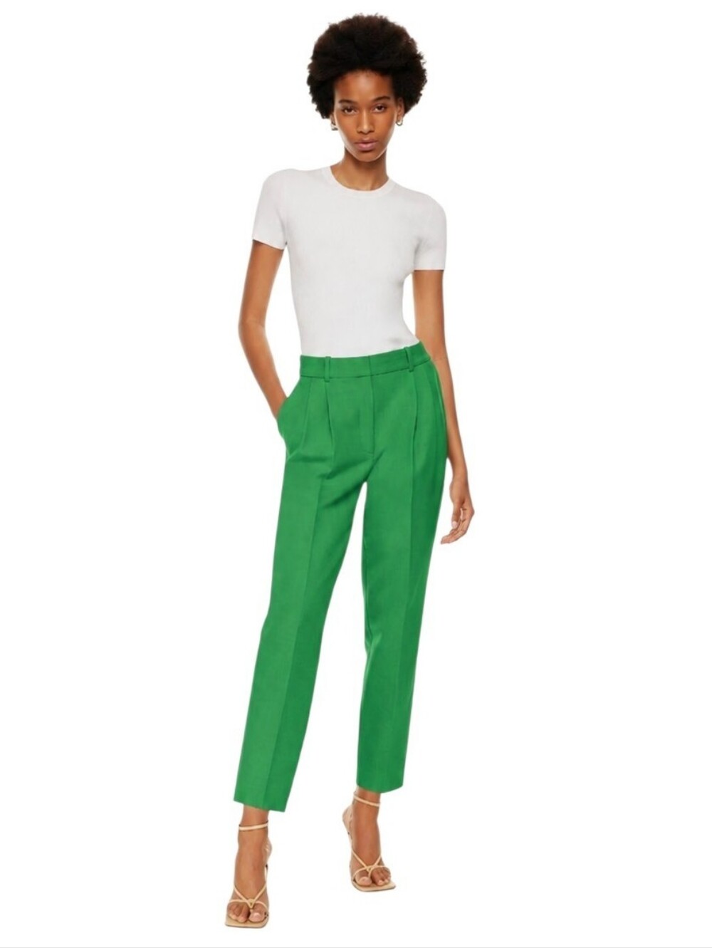 Babaton Kelly Green Tailored Ankle Trousers